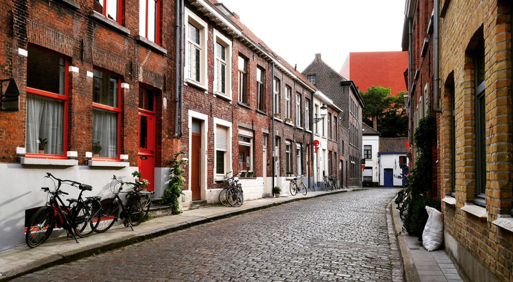 A typical residential street in Bruges