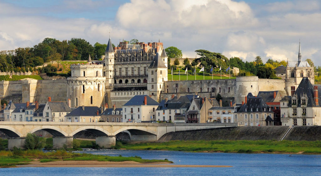 The Royal Château in Amboise with medieval fortress architecture crowned by an early French Renaissance residence