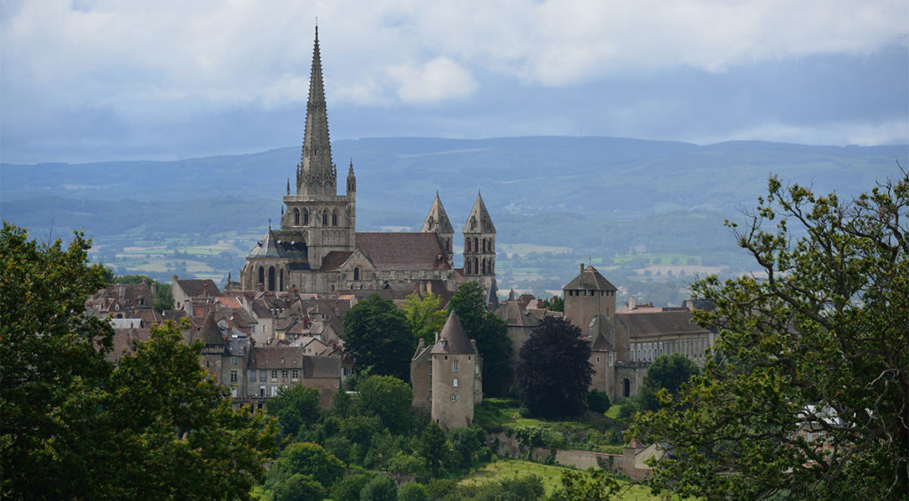 The Saint Lazare Cathedral overlooks the town of Autun in the Morvan region of Burgundy