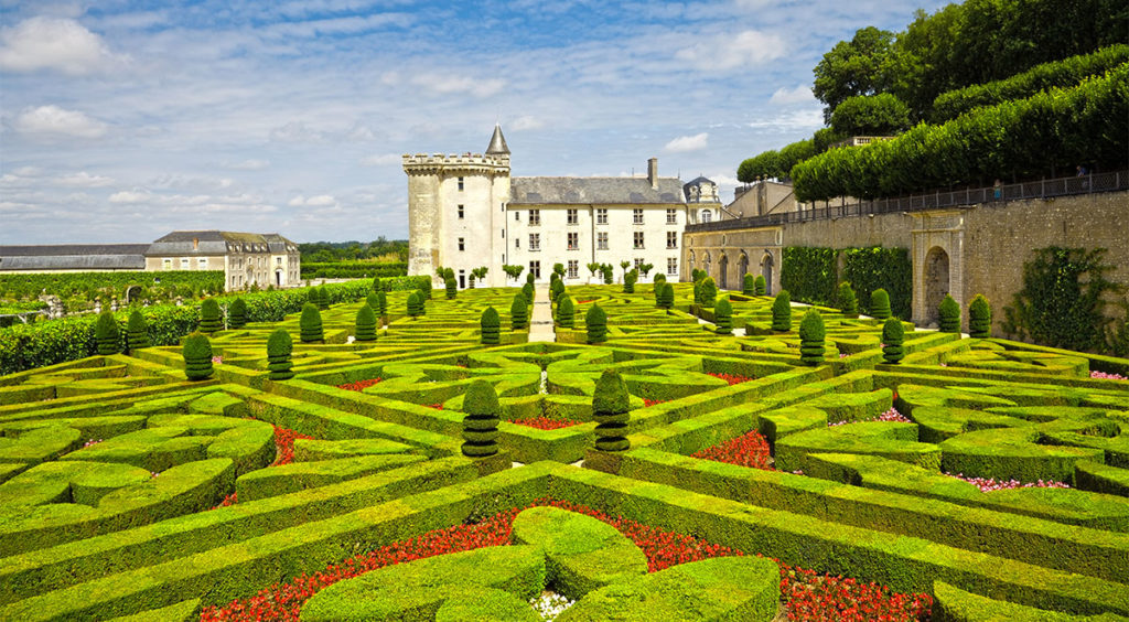 The astonishing gardens of the Château at Villandry cover 12 acres and are divided into many different types, some devoted to various kinds of love