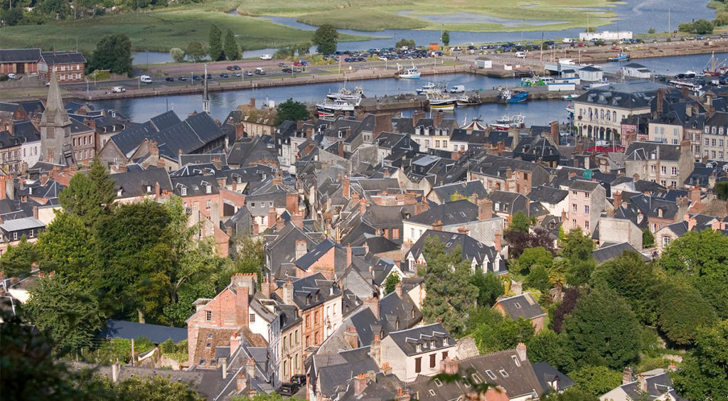 Aerial view of Honfleur, home of Monet's mentor, Eugène Boudin