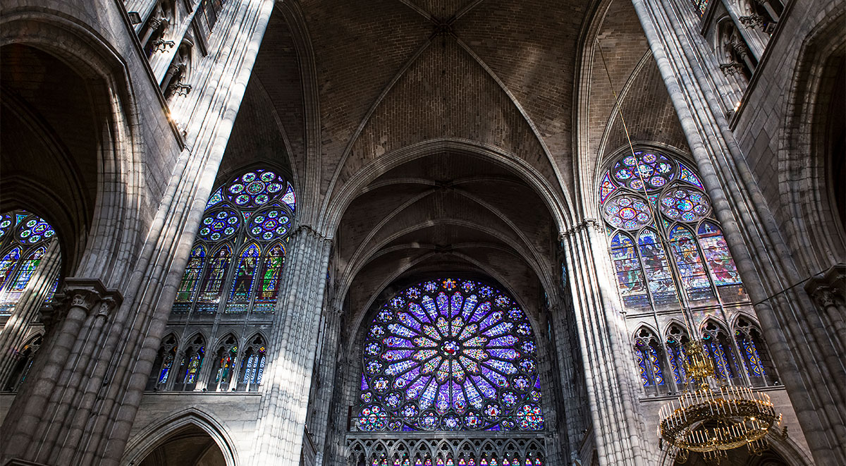 Interior Daylight & Stained Glass at St. Denis