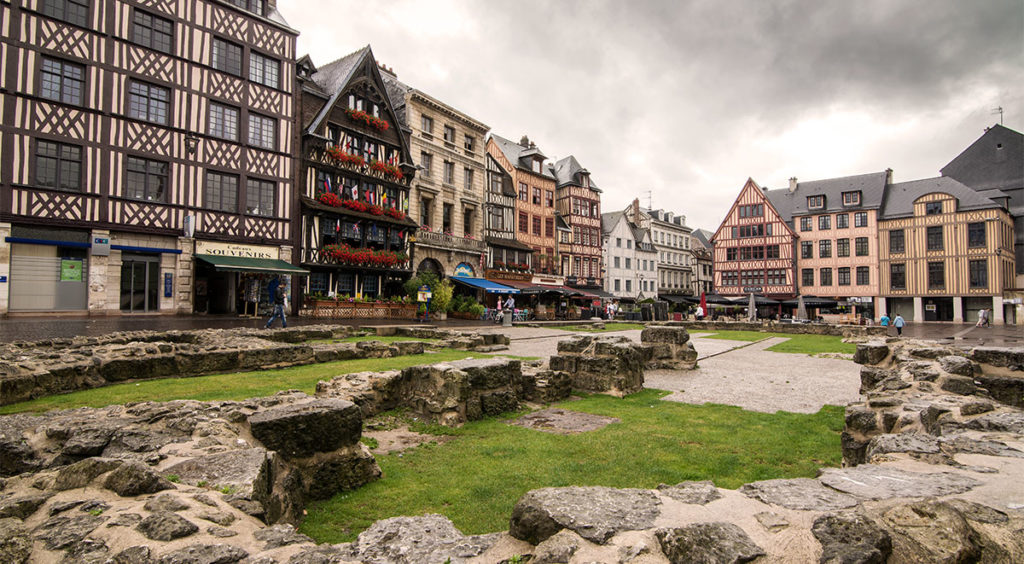 Gallo-Roman foundation ruins in Rouen's Old Market Square
