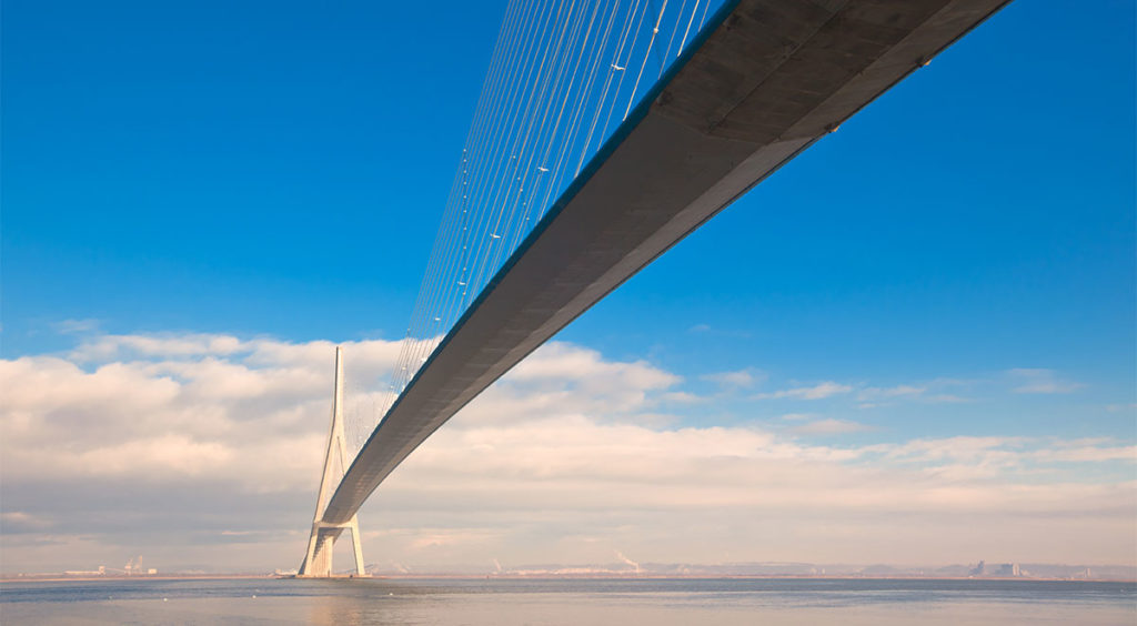 The unbelievably graceful Pont de Normandie that links Honfleur with Le Havre