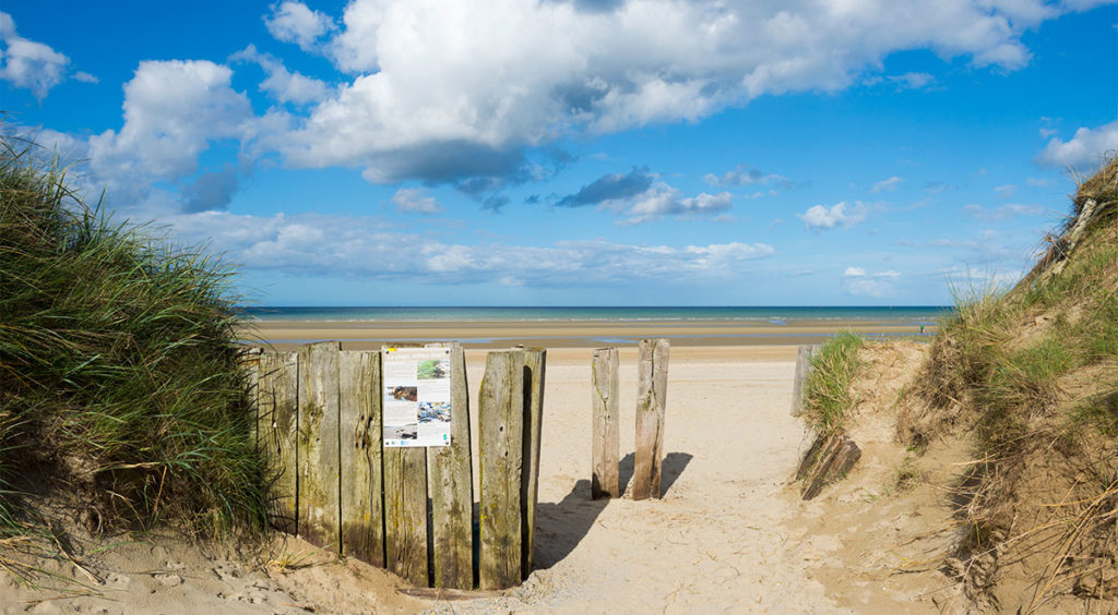 Utah Beach at low tide, US sector