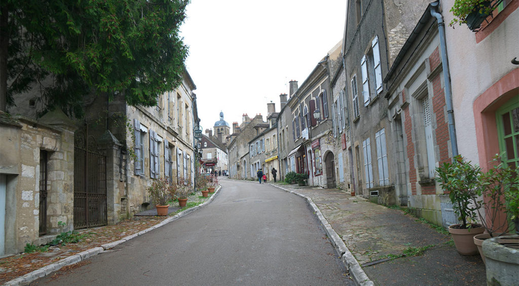 The main street of the village of Vézelay leads to the basilica