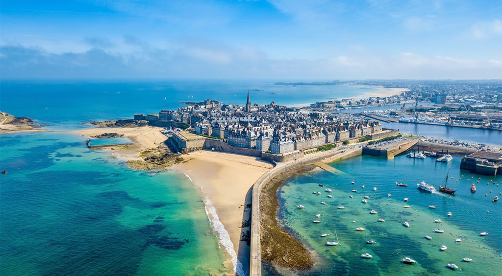 The walled corsair port of Saint Malo from which Jacques Cartier sailed and discovered Canada