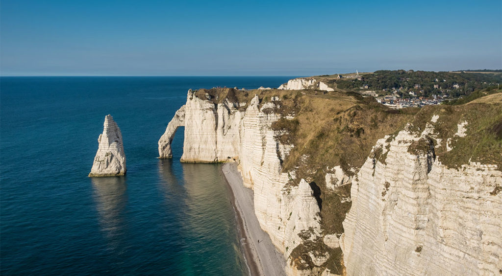 The needle & Porte Aval at Étretat, a favourite subject painted by Monet many times
