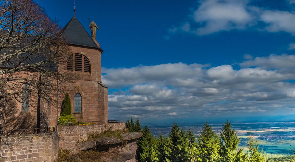 The abbey of Mont Saint Odile is the cradle of Alsatian spirituality and overlooks the Rhine Valley plain