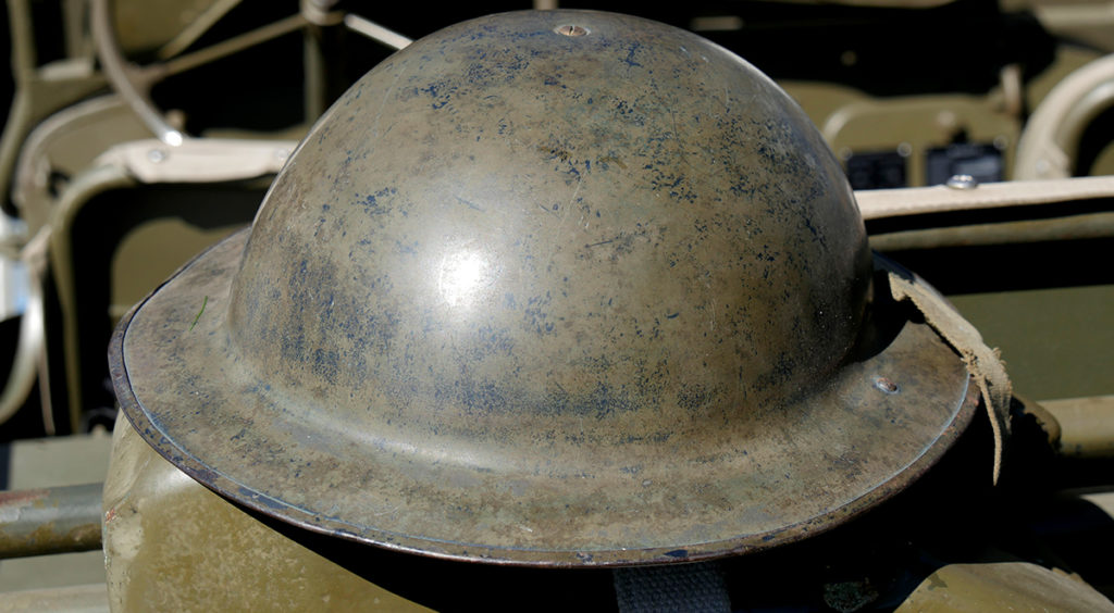 An Australian WWI helmet, also standard issue to Australian troops in WWI
